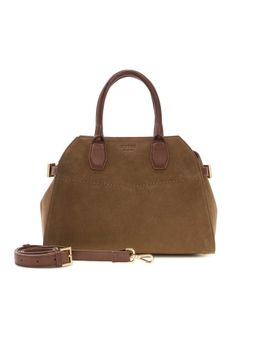 Guess - Women Solid Chocolate Liza Satchel Bag with Detachable Strap