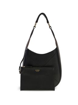 Guess - Women Solid Black Pauline Hobo With Pouch