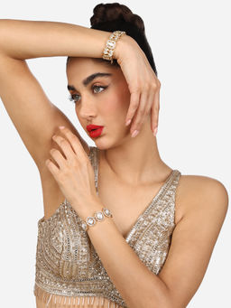 Zaveri Pearls - Pack of 2 Gold Tone Austrian Diamonds & Stones Bracelets