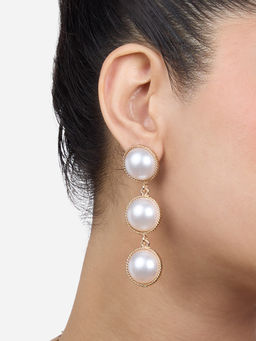 Zaveri Pearls - Gold Tone Classy Pearls Embellished Contemporary Drop Earring