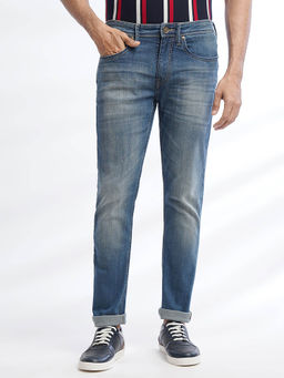 JadeBlue - Mens Blue Slim Fit Cotton Stretch Washed Jeans