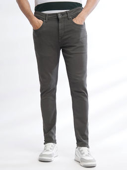 JadeBlue - Mens Dark Grey Slim Fit Cotton Stretch Washed Jeans