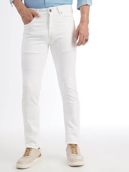 JadeBlue - Mens White Cotton Stretch Slim Fit Washed Jeans