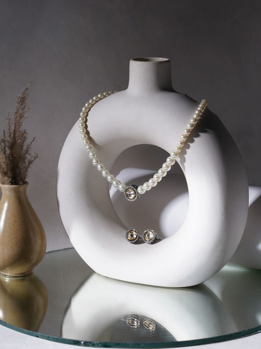 Ruby Raang Studio Kundan and Pearl Choker with Studs
