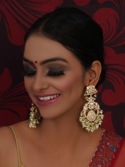 Ruby Raang Studio - Kundan Gold Chand Earrings