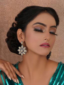 Ruby Raang Studio - Dual Tone Kundan Flower Drops