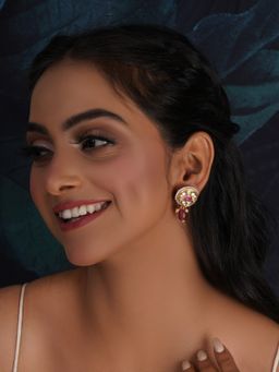 Ruby Raang Studio - Kundan Pink with Stones Earrings