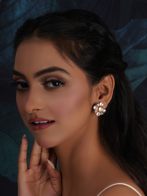 Ruby Raang Studio Kundan Polki Gold Studs