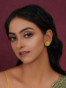 Ruby Raang Studio - Yellow Stone Kundan Studs
