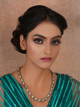 Ruby Raang Studio - Boat Shaped Dual Tone Kundan Neckpiece