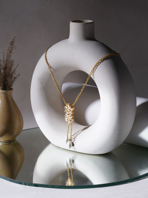 Ruby Raang Studio Long Gold Kundan Neckpiece