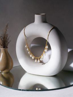 Ruby Raang Studio - White and Gold Pearl Neckpiece