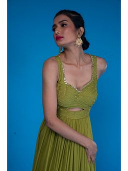 Asaga - Olive Embroidered Maxi