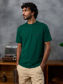 Andamen - Men Green Cotton Blend Light Weight Crew T-Shirt