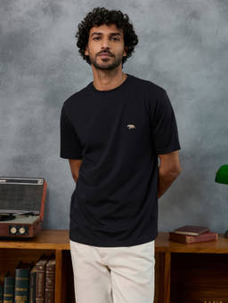 Andamen - Men Black Cotton Blend Light Weight Crew T-Shirt