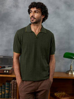 Andamen - Men Olive Pure Cotton Light Weight Polo T-Shirt