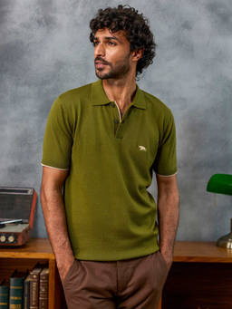 Andamen - Men Olive Pure Cotton Light Weight Polo T-Shirt