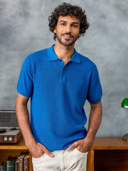 Andamen - Men Blue Pure Cotton Light Weight Polo T-Shirt