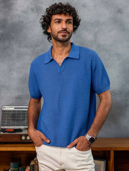 Andamen - Men Blue Pure Cotton Light Weight Polo T-Shirt