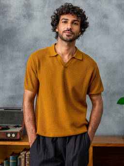 Andamen - Men Mustard Pure Cotton Light Weight Polo T-Shirt