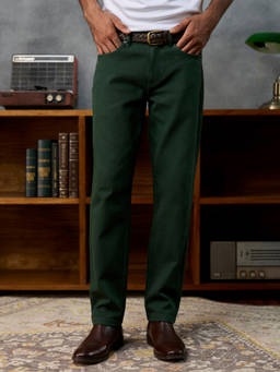 Andamen - Men Green Denim Stretch Jeans
