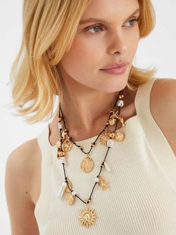 Accessorize London - White Sea Charm Layered Cord Necklace