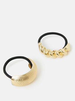 Accessorize London - Gold Chain Metal Hair Scrunchies (Pack of 2)