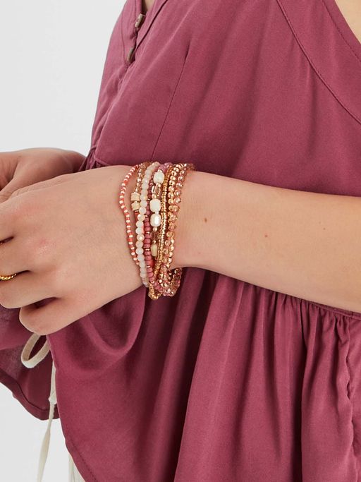 Accessorize London Multi-Color Mix Bead Stretch Bracelets (Pack of 8)