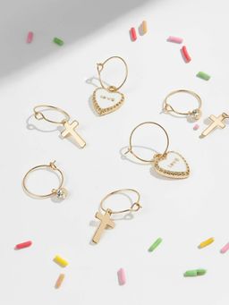 Accessorize London - White Love Charm Hoop Earrings (Pack of 3)