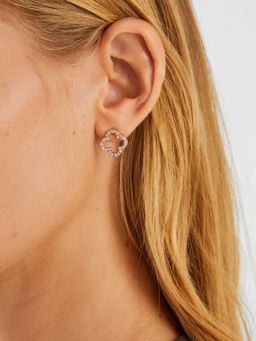 Accessorize London - White Cut Out Flora Pave Stud Earrings