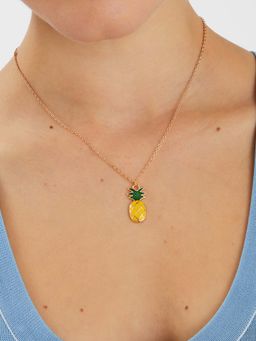 Accessorize London - Yellow Pineapple Pendant Necklace