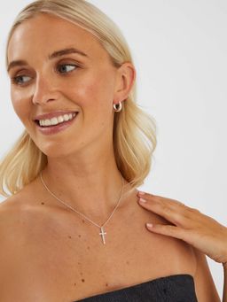 Accessorize London - White Pave Cross Pendant Necklace