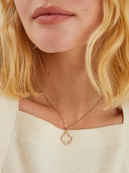 Accessorize London - White Pave Cut Out Flora Pendant Necklace