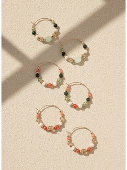 Accessorize London - Multi-Color Bead Hoop Earrings (Pack of 3)
