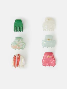 Accessorize London - Multi-Color Mini Resin Hair Clutchers (Pack of 6)