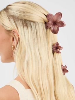 Accessorize London - Brown Tropical Flower Hair Clutchers (Pack of 3)