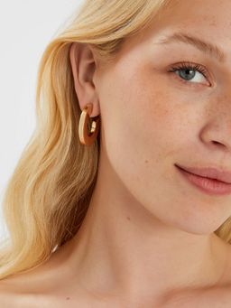 Accessorize London - Gold Chunky Flat Hoop Earrings
