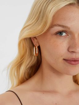 Accessorize London - Gold Chunky Square Hoop Earrings