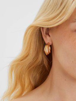 Accessorize London - Gold Chunky Ridged Hoop Earrings