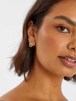 Accessorize London - White Sterling Silver-Plated Diamante Circle Stud Earrings