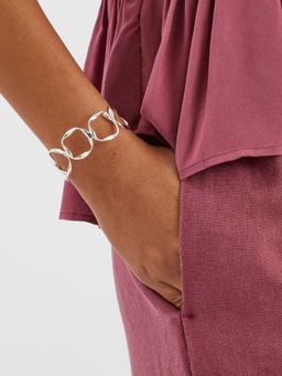 Accessorize London - Sterling Silver-Plated Molten Circle Cuff