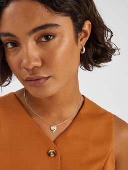 Accessorize London - Sterling Silver-Plated Molten Heart Pendant Necklace