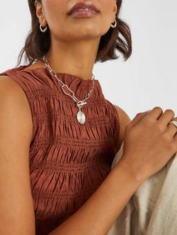 Accessorize London - Sterling Silver-Plated Swirl Disc Chain Necklace