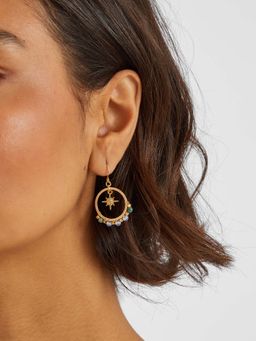 Accessorize London - Multi-Color 14K Real Gold-Plated Star Charm Hoop Earrings