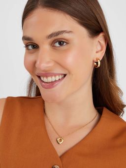 Accessorize London - 14K Real Gold-Plated Chunky Heart Pendant Necklace