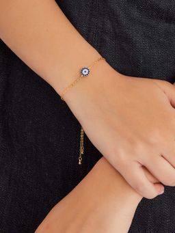 Accessorize London - Blue 14K Real Gold-Plated Evil Eye Bracelet