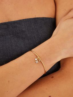 Accessorize London - White 14K Real Gold-Plated Thin Charm Bracelet