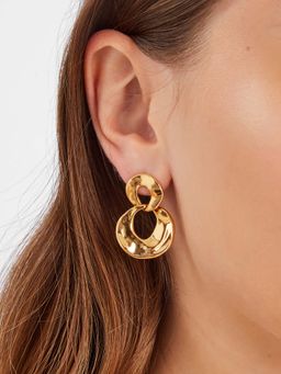Accessorize London - 14K Real Gold-Plated Round Link Drop Earrings