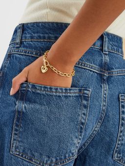 Accessorize London - 14K Real Gold-Plated Heart T-Bar Bracelet