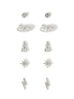 Accessorize London - White Rocket Stud Earrings (Pack of 5)